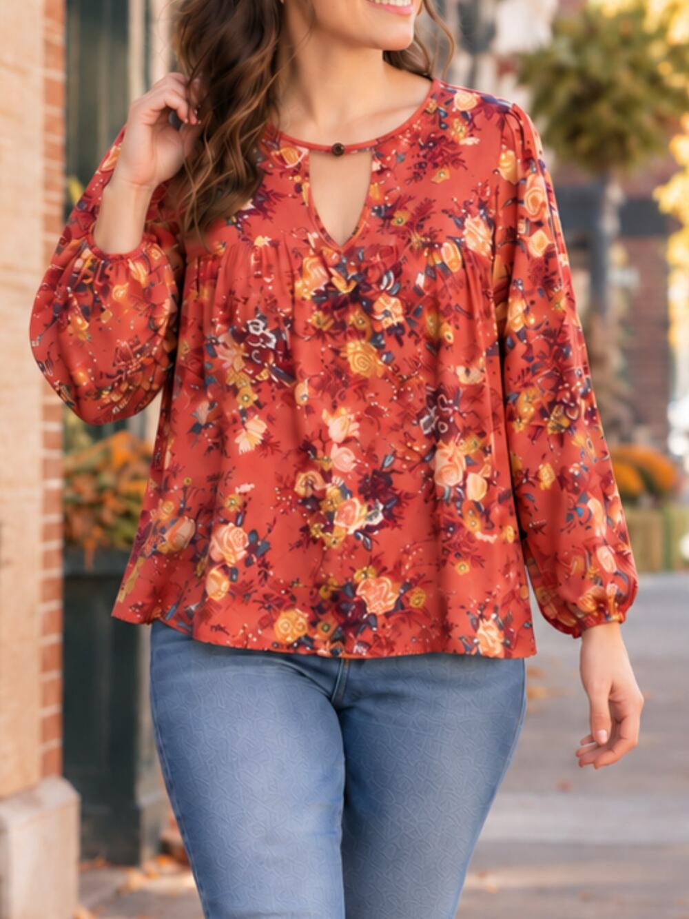 American Eagle Outfitters Floral Print Boho Peasant Blouse L